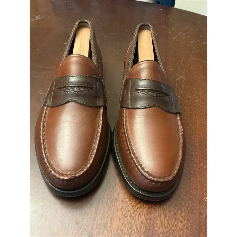 Sebago Penny Loafers Mens 8 D Handsewn Burgundy Leather Slip On Dress Shoes USA